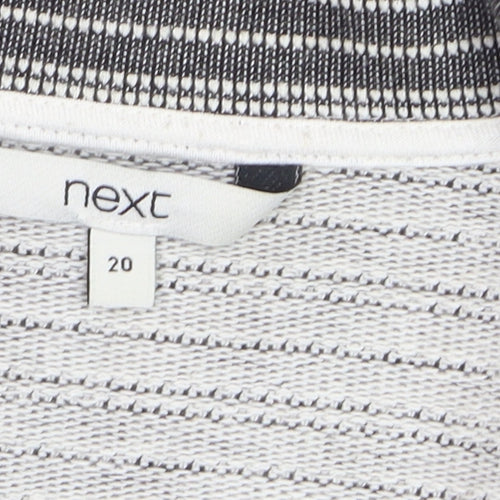Next Women’s Grey Striped Collared Long Sleeve Open Cardigan Size 20
