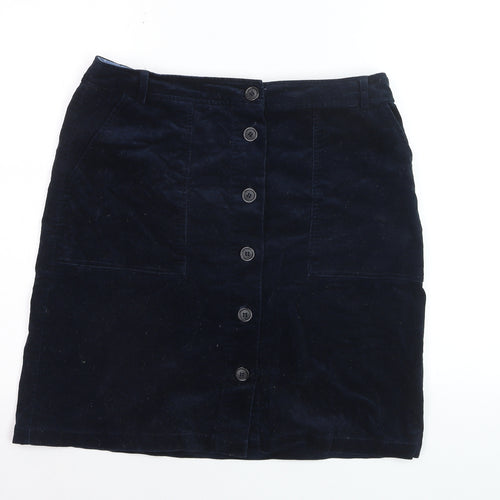 White Stuff Women's Blue Corduroy A-Line Button Skirt Size 12