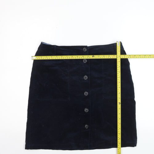 White Stuff Women's Blue Corduroy A-Line Button Skirt Size 12
