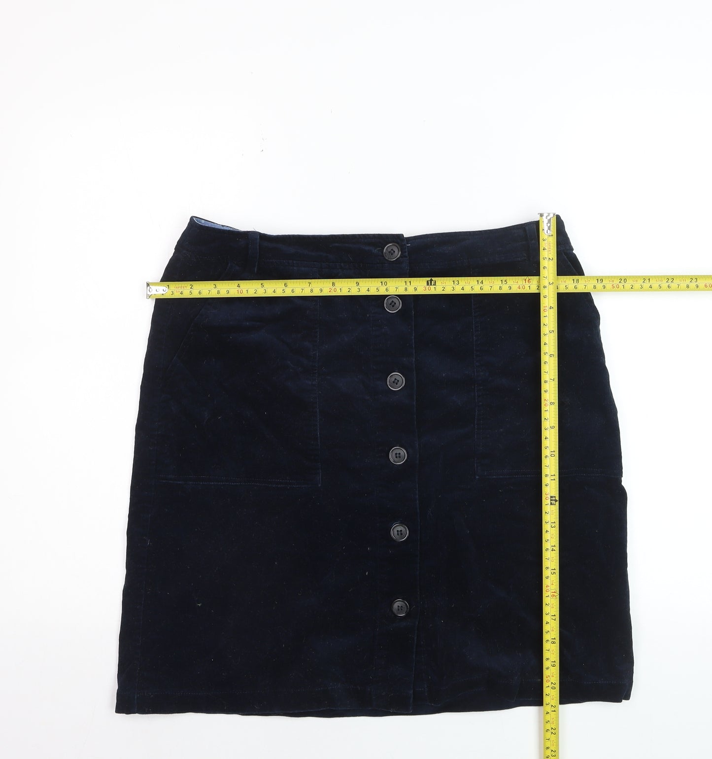 White Stuff Women's Blue Corduroy A-Line Button Skirt Size 12