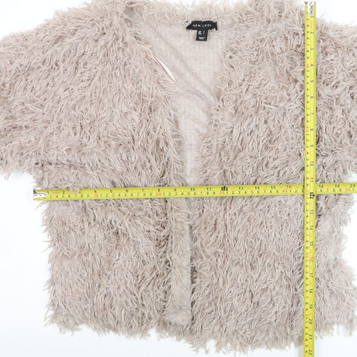 New Look Women Beige Faux Fur Open Short Jacket L