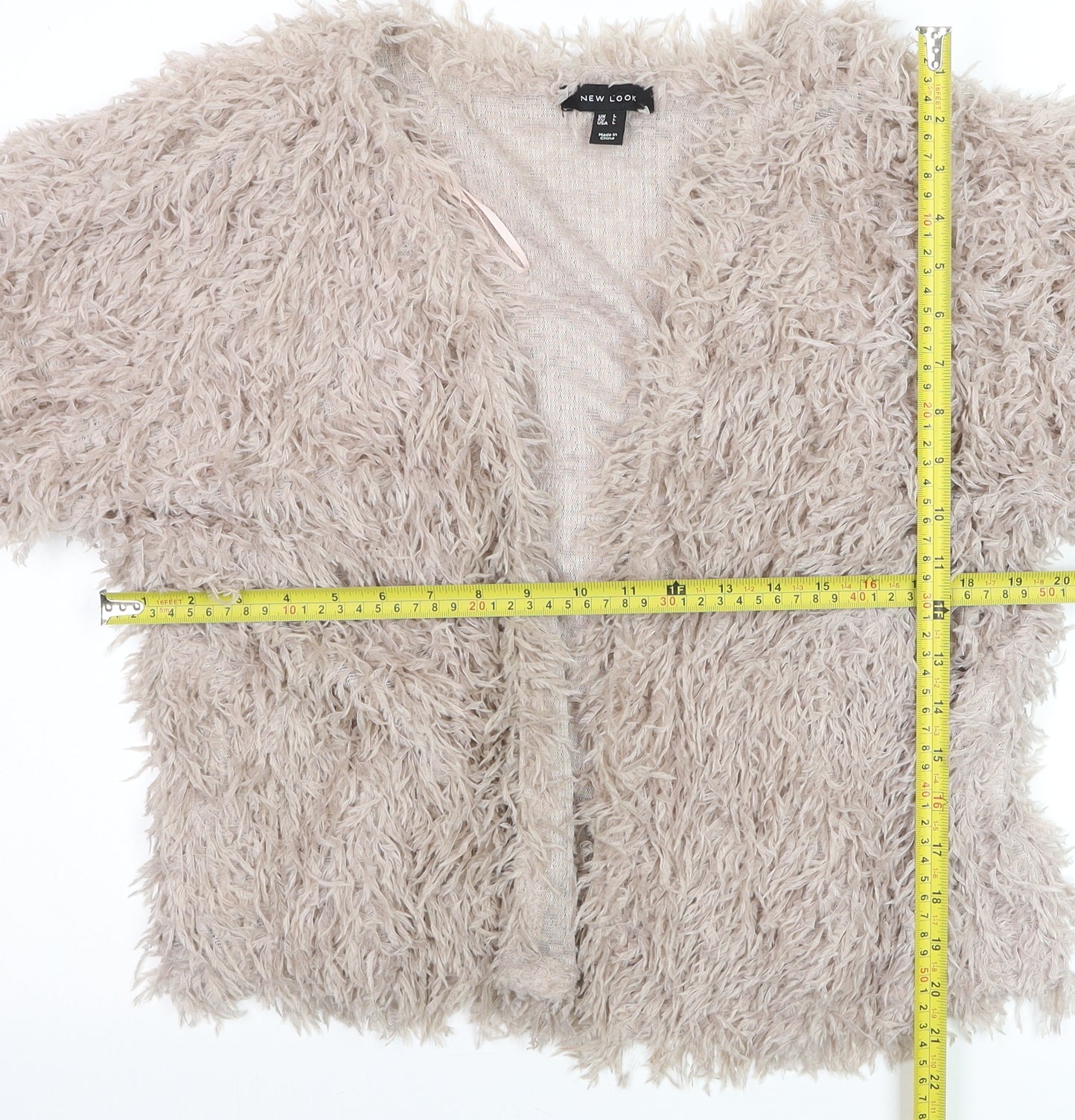 New Look Women Beige Faux Fur Open Short Jacket L