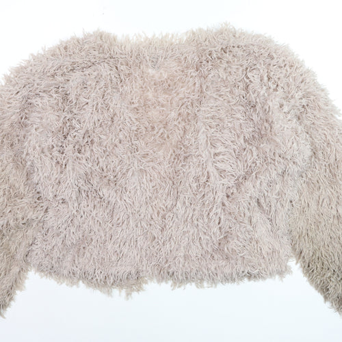New Look Women Beige Faux Fur Open Short Jacket L