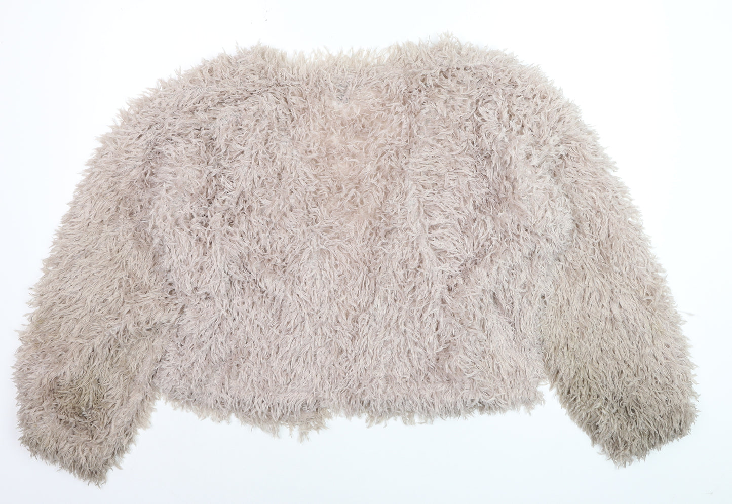 New Look Women Beige Faux Fur Open Short Jacket L