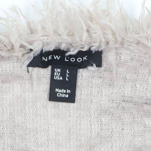 New Look Women Beige Faux Fur Open Short Jacket L