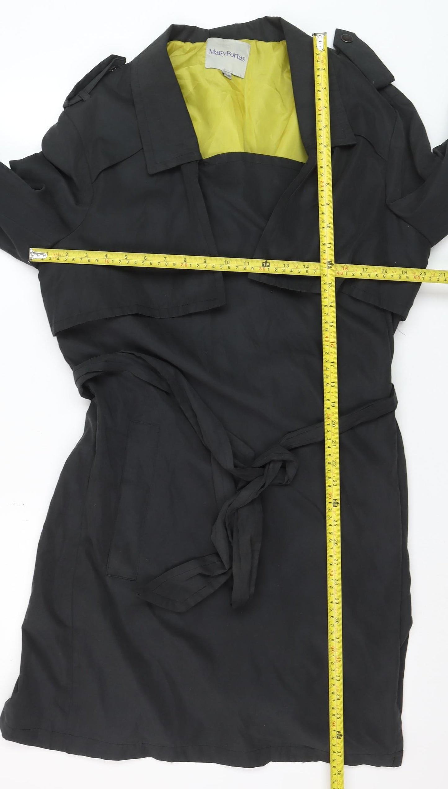 Mary Portas Women's Black Size 16 Belted Trench Coat