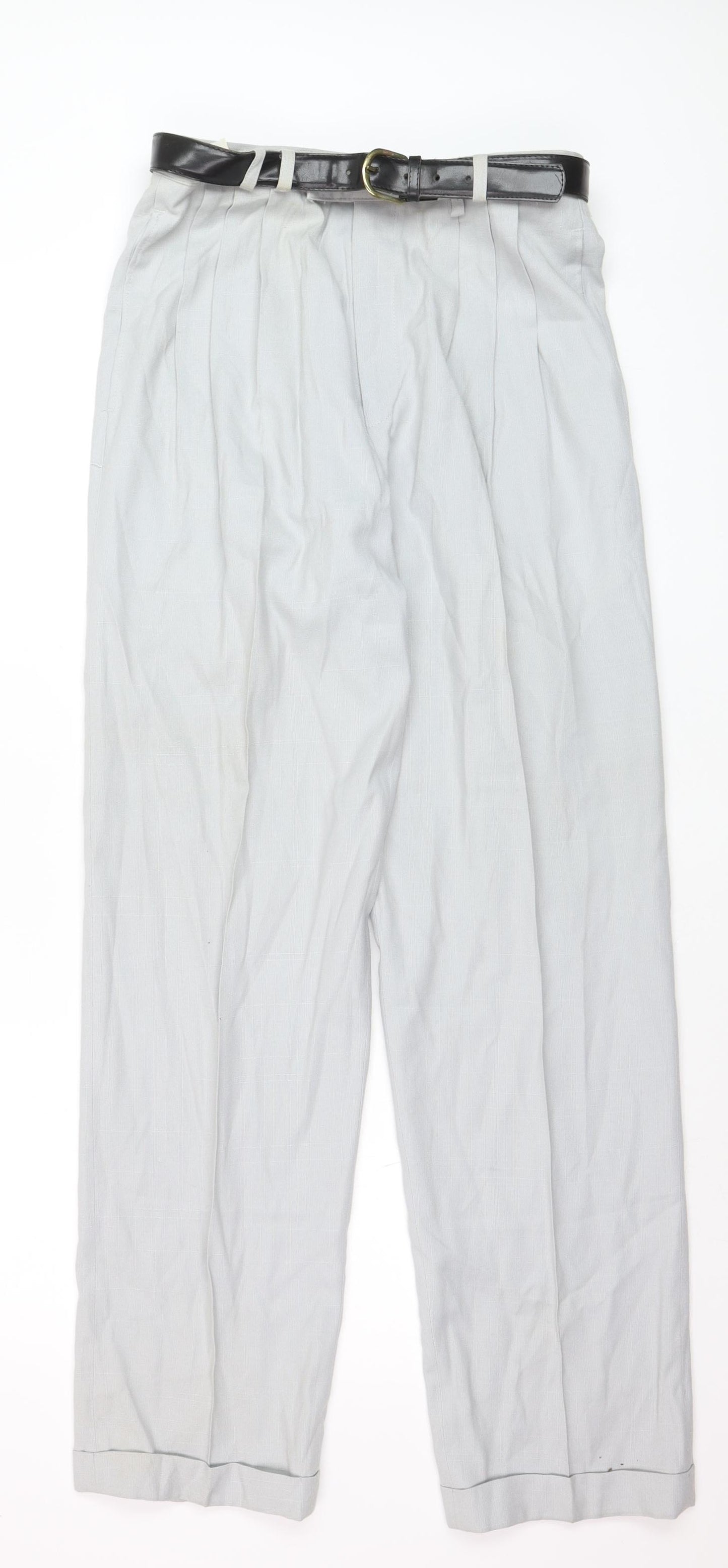 Robert Clive Men's Grey 32L Pleated Dress Trousers