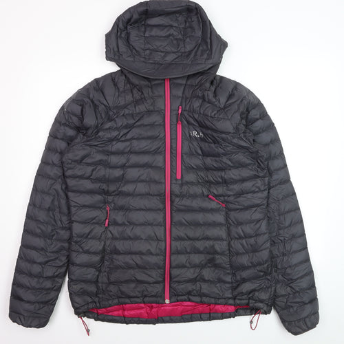 Rab Women's Grey Hooded Down Puffer Jacket UK 16