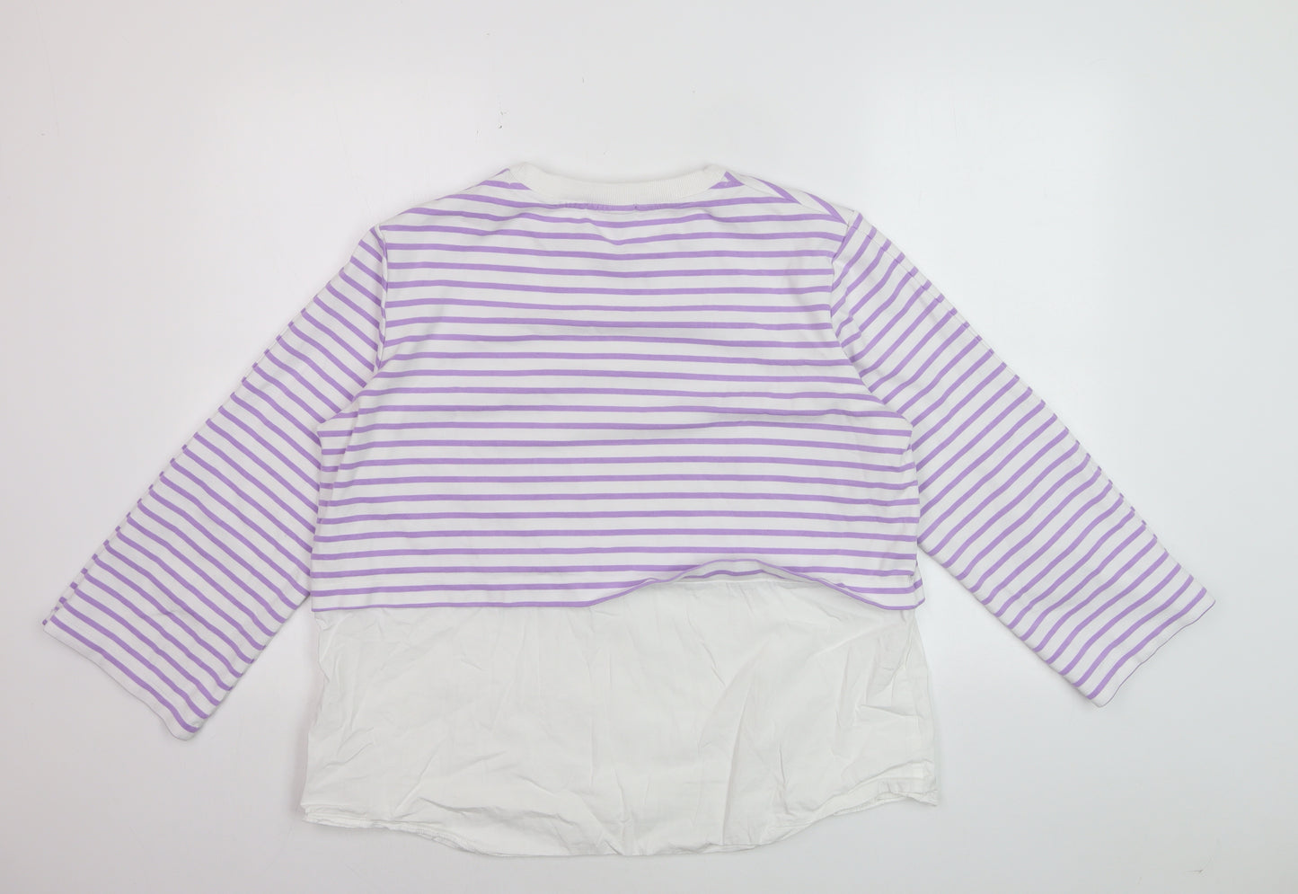 Gallery Women’s Lilac White Striped Long Sleeve Jersey Top Size M