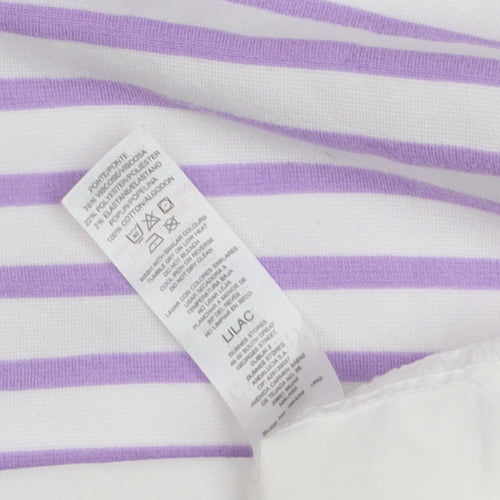 Gallery Women’s Lilac White Striped Long Sleeve Jersey Top Size M