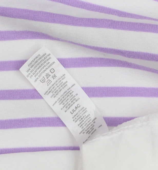 Gallery Women’s Lilac White Striped Long Sleeve Jersey Top Size M