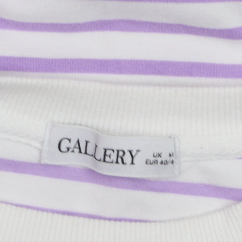 Gallery Women’s Lilac White Striped Long Sleeve Jersey Top Size M