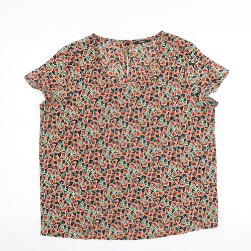 ONLY Women's Multicoloured Floral Blouse Size 12 Short Sleeve