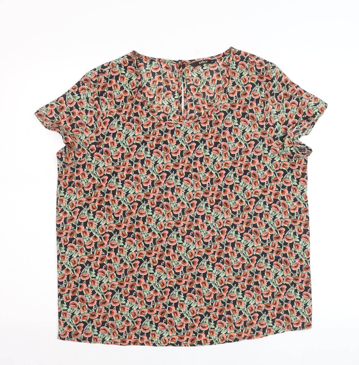 ONLY Women's Multicoloured Floral Blouse Size 12 Short Sleeve