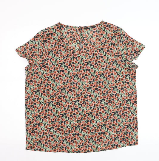 ONLY Women's Multicoloured Floral Blouse Size 12 Short Sleeve