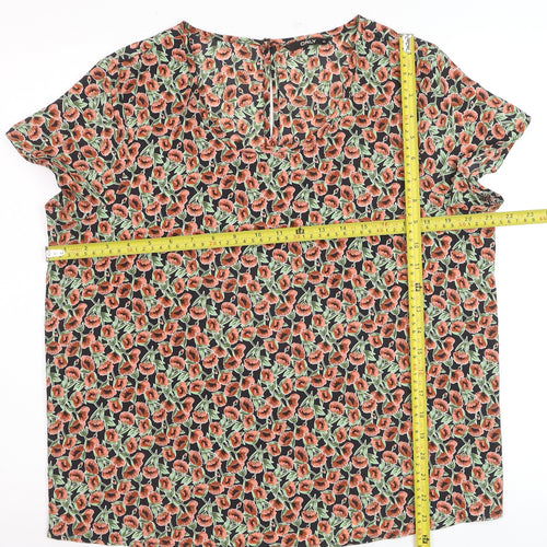 ONLY Women's Multicoloured Floral Blouse Size 12 Short Sleeve