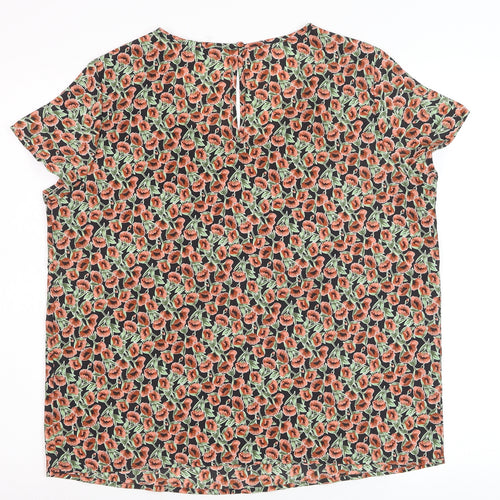 ONLY Women's Multicoloured Floral Blouse Size 12 Short Sleeve