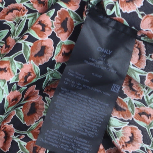 ONLY Women's Multicoloured Floral Blouse Size 12 Short Sleeve