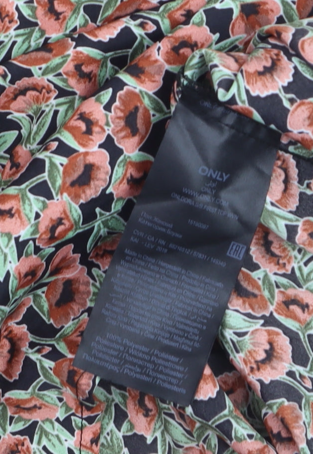 ONLY Women's Multicoloured Floral Blouse Size 12 Short Sleeve