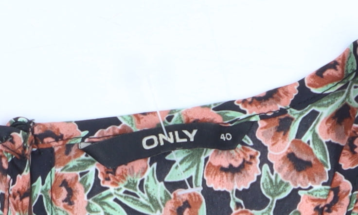 ONLY Women's Multicoloured Floral Blouse Size 12 Short Sleeve
