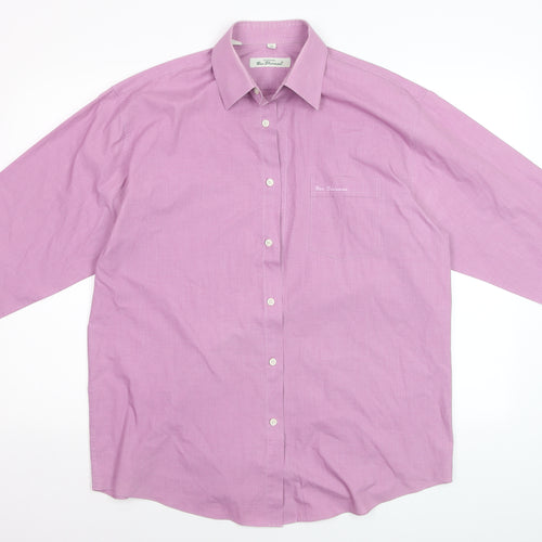 Ben Sherman Men Pink Cotton Long Sleeve Classic Fit Dress Shirt Size 16