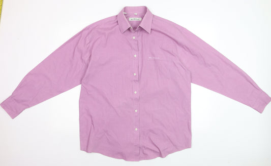 Ben Sherman Men Pink Cotton Long Sleeve Classic Fit Dress Shirt Size 16