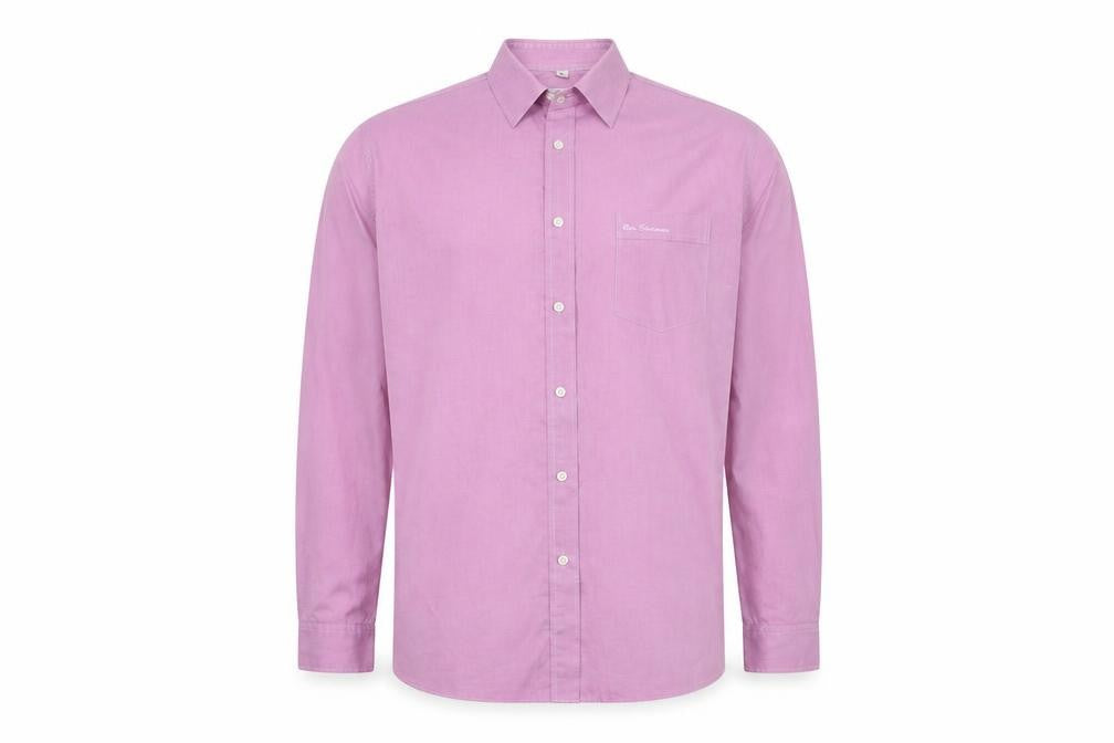 Ben Sherman Men Pink Cotton Long Sleeve Classic Fit Dress Shirt Size 16