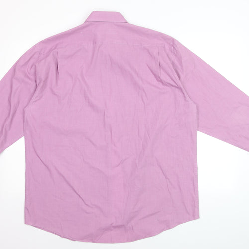 Ben Sherman Men Pink Cotton Long Sleeve Classic Fit Dress Shirt Size 16
