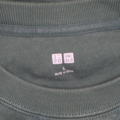 Uniqlo Men's Green L Pullover Sweatshirt Cotton Blend