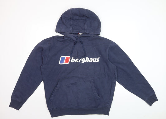 Berghaus Men's Blue Pullover Hoodie M Outdoor Fleece Logo Sweatshirt