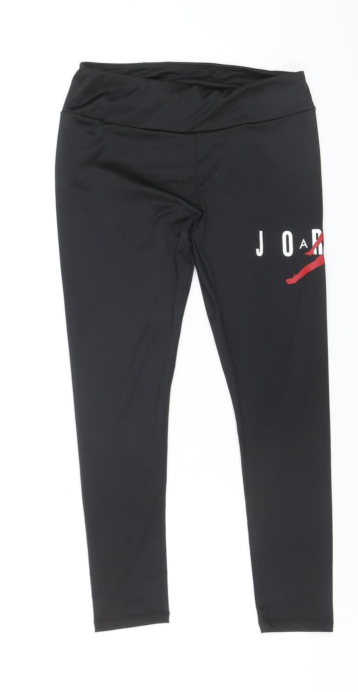 Jordan Girls Black Leggings M 10-12 Years Stretch Polyester Activewear