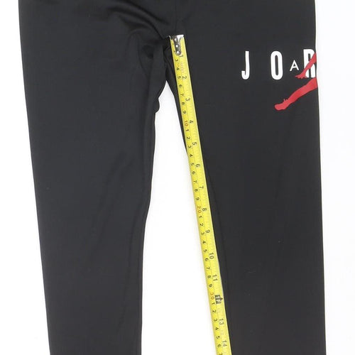Jordan Girls Black Leggings M 10-12 Years Stretch Polyester Activewear