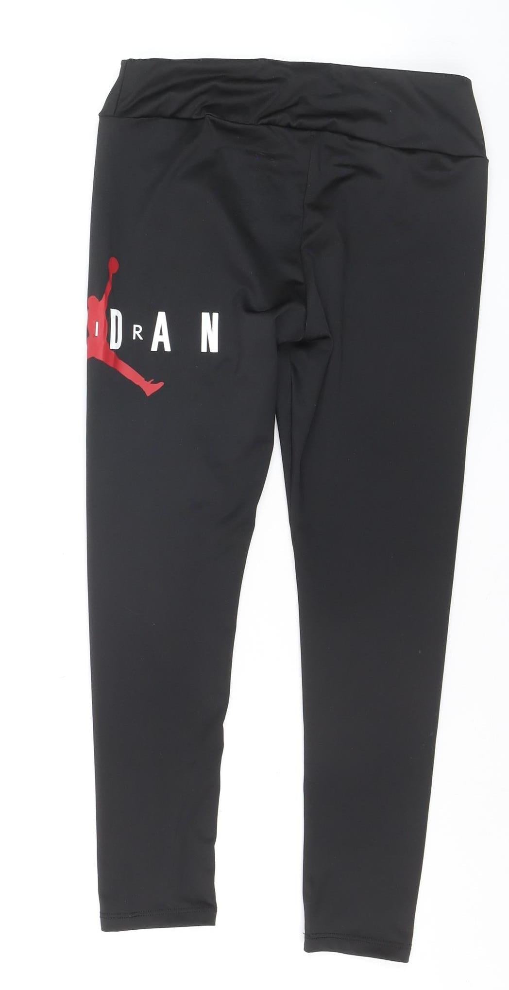 Jordan Girls Black Leggings M 10-12 Years Stretch Polyester Activewear