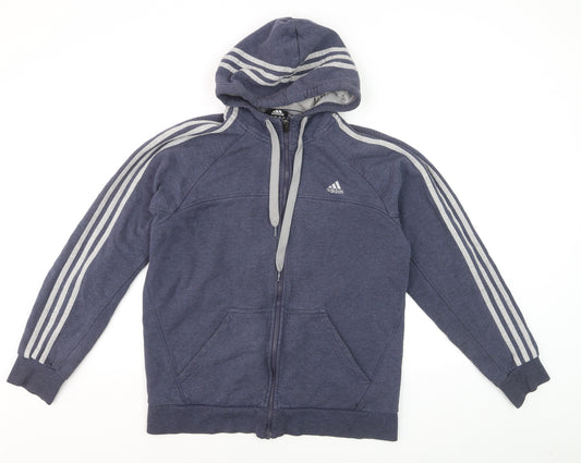 Adidas Men's Blue Full Zip Hoodie Medium Performance Essentials