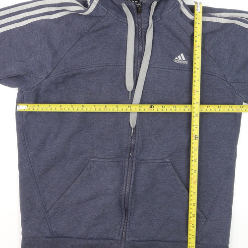Adidas Men's Blue Full Zip Hoodie Medium Performance Essentials