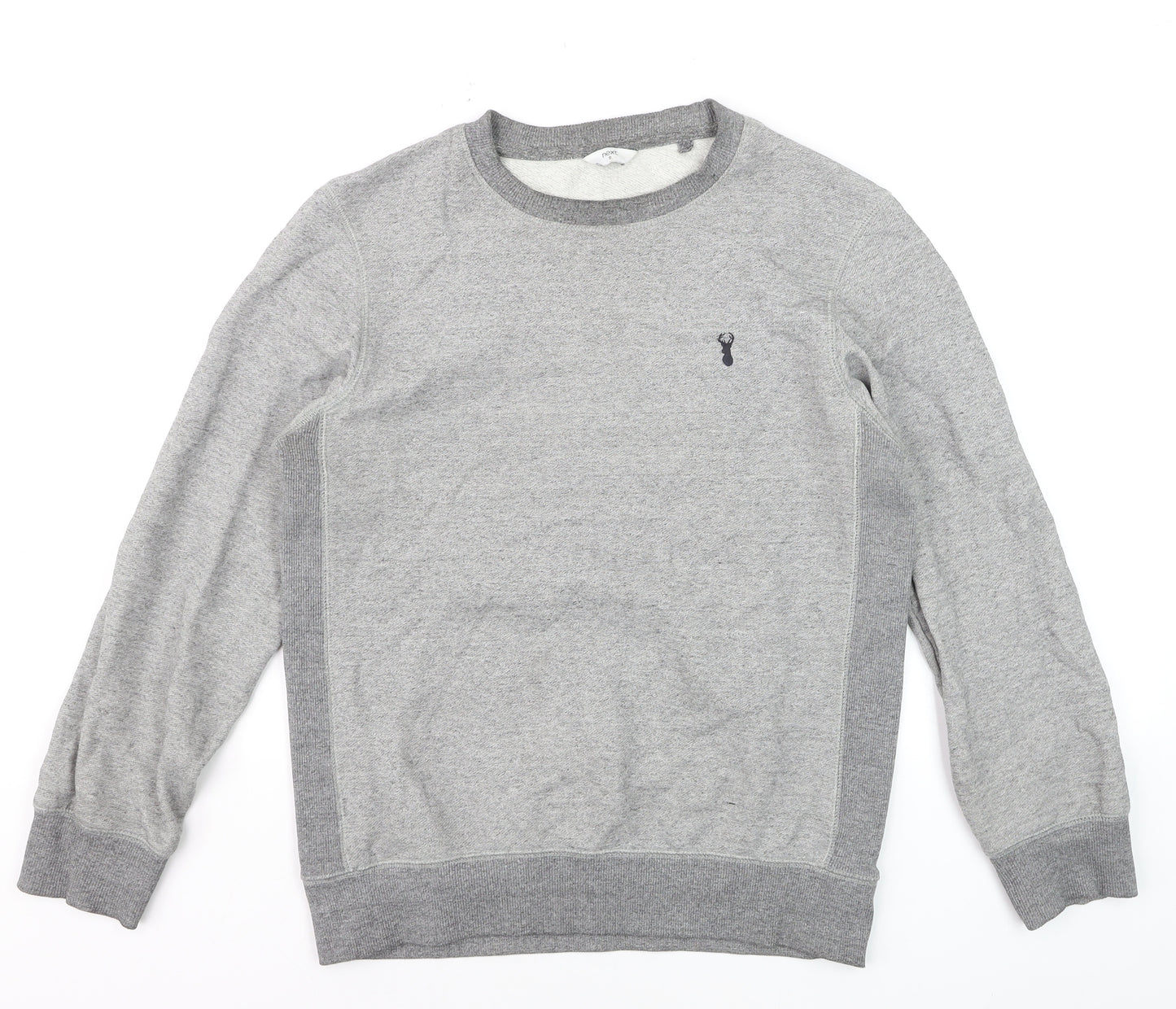 Next Men's Grey Cotton Blend Crew Neck Pullover Sweatshirt Size S