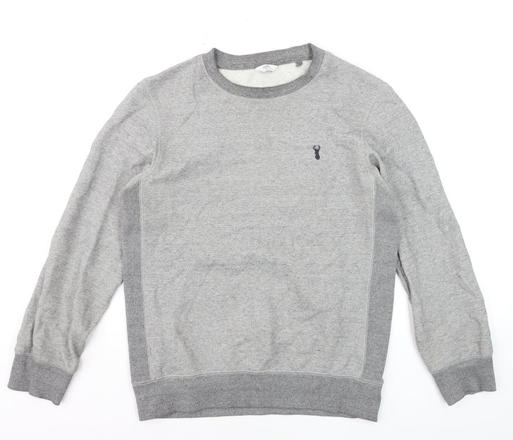 Next Men's Grey Cotton Blend Crew Neck Pullover Sweatshirt Size S