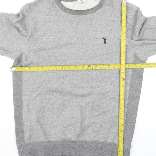 Next Men's Grey Cotton Blend Crew Neck Pullover Sweatshirt Size S