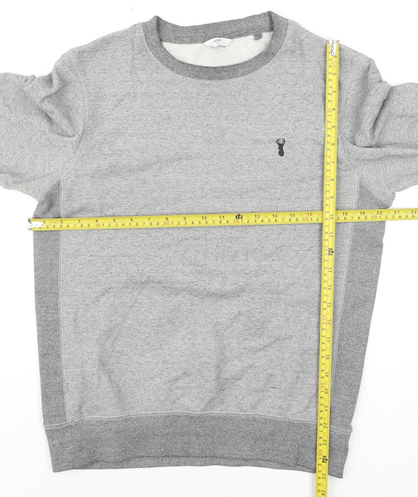Next Men's Grey Cotton Blend Crew Neck Pullover Sweatshirt Size S