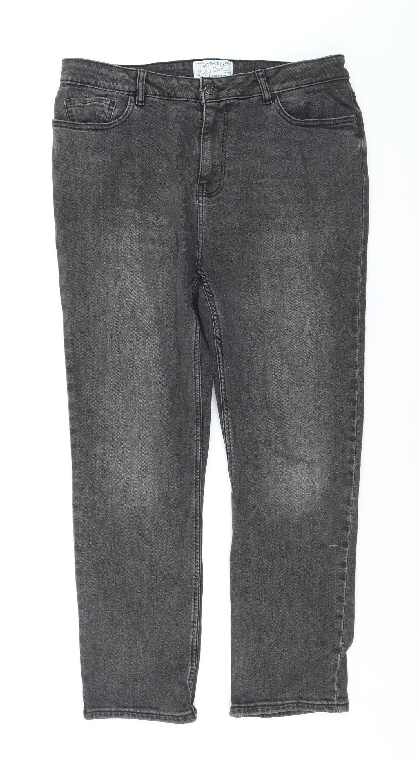 Fat Face Women Grey 12 Relaxed Fit Chesham Girlfriend Jeans