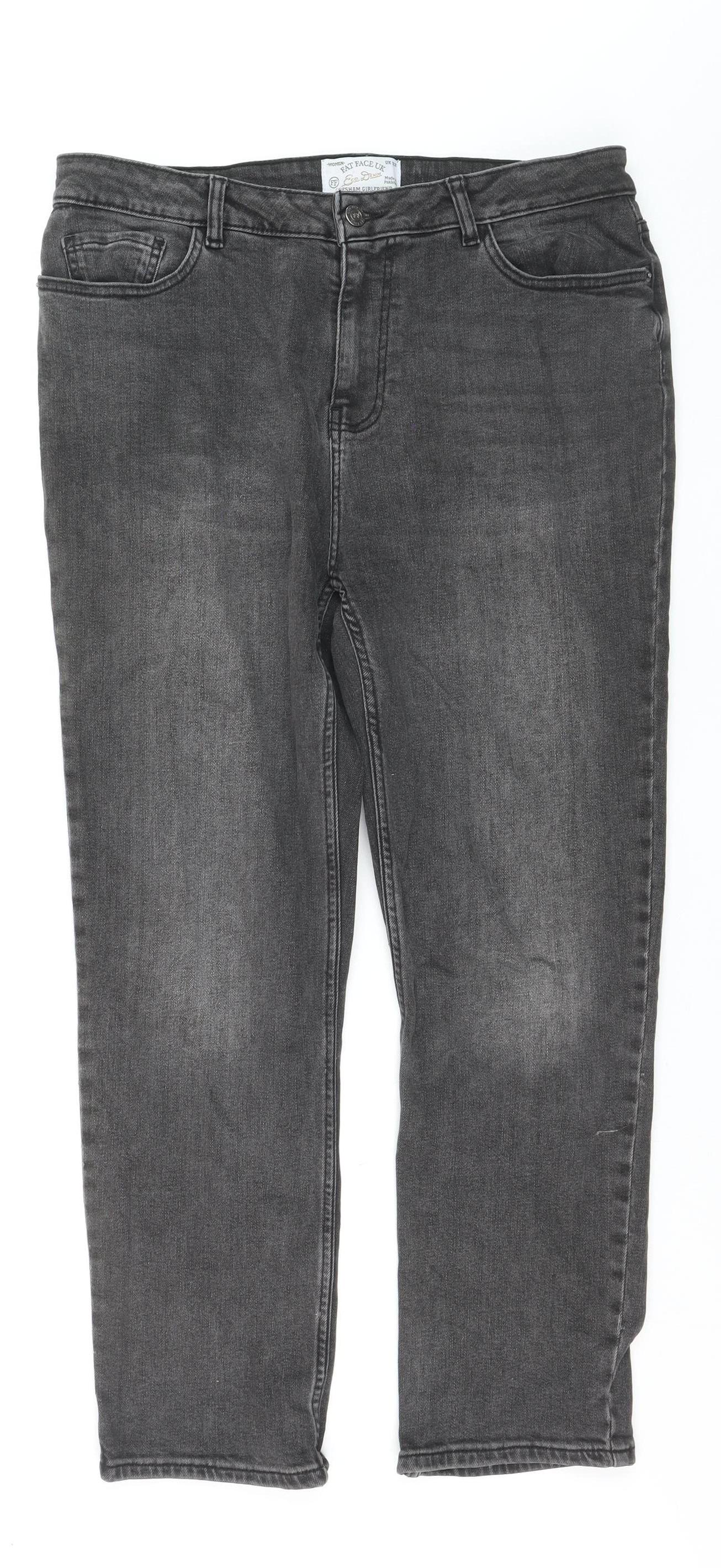 Fat Face Women Grey 12 Relaxed Fit Chesham Girlfriend Jeans