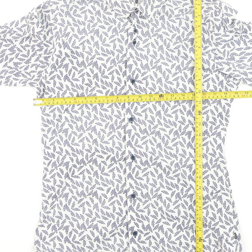 Remus Uomo Men's Blue Leaf Print Slim Fit Long Sleeve Formal Shirt 15.5/39