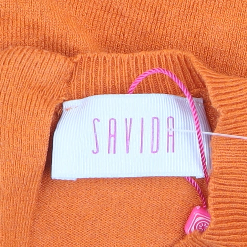 Savida Women Orange Size 10 Crew Neck Long Sleeve Jumper