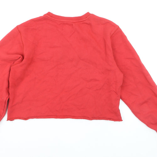 Pull&Bear Women Red Crop Pullover Sweatshirt Hawaii Reef S