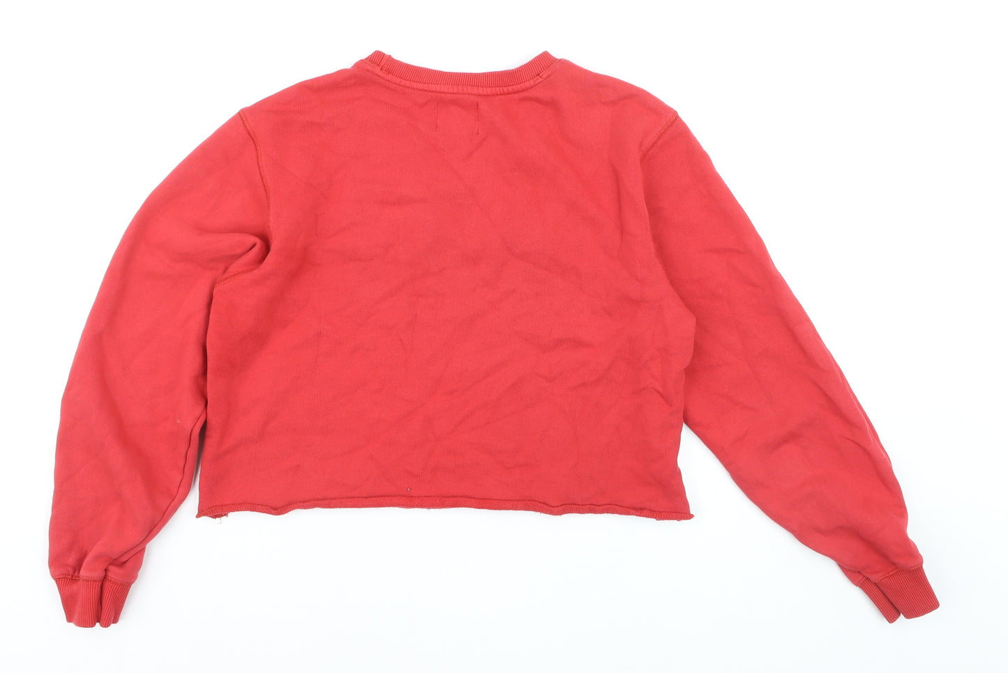 Pull&Bear Women Red Crop Pullover Sweatshirt Hawaii Reef S