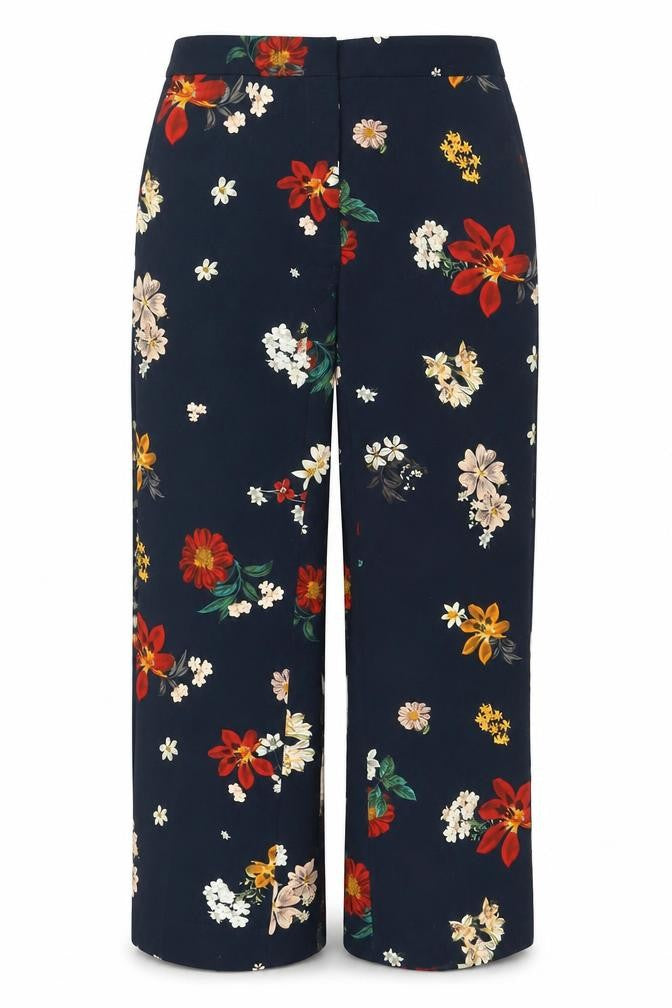 Zara Women's Multicoloured Floral Crepe Straight Trousers Size M