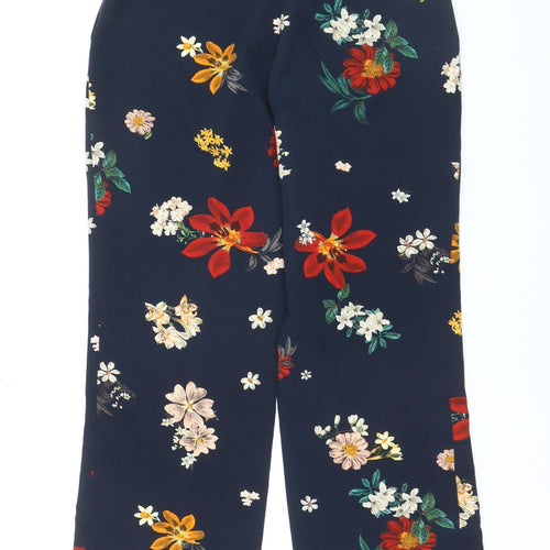 Zara Women's Multicoloured Floral Crepe Straight Trousers Size M