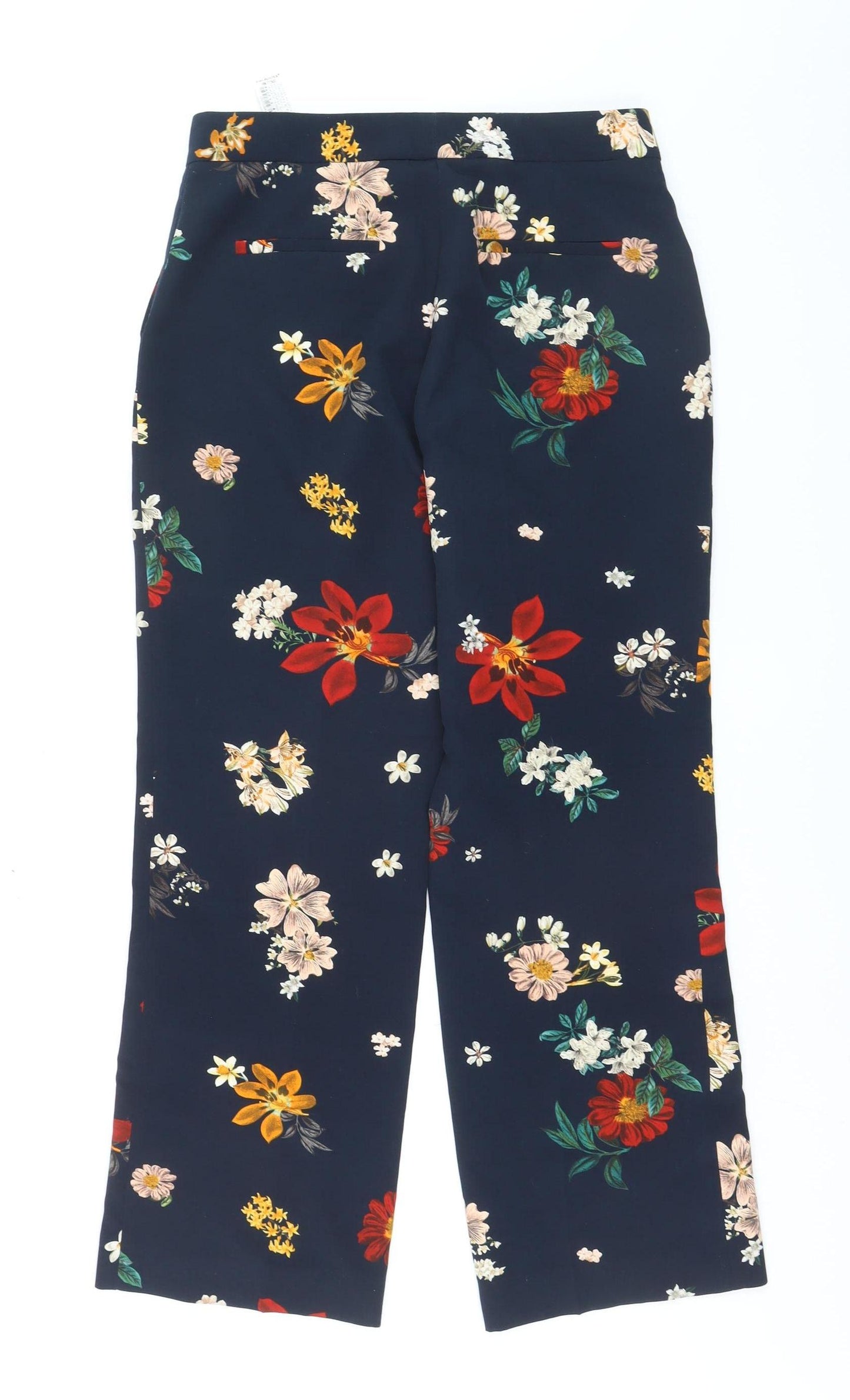 Zara Women's Multicoloured Floral Crepe Straight Trousers Size M