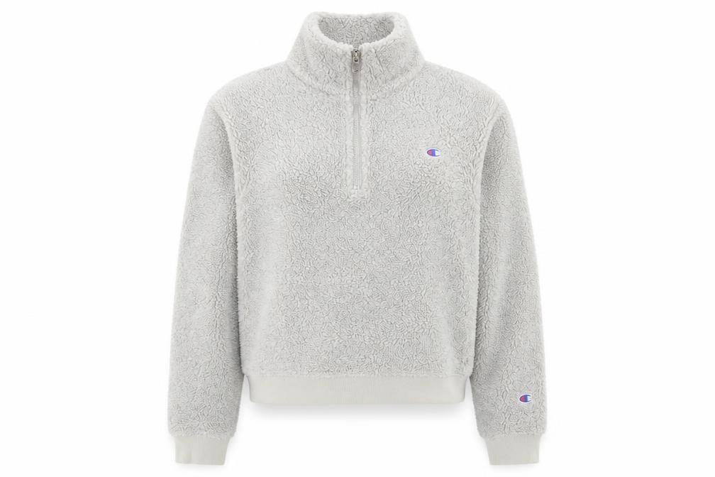 Front view of Champion Women’s Beige 1/2 Zip Fleece Sweatshirt Medium