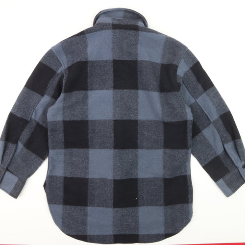 H&M Men's Blue Check Flannel Button-Up Shirt XS Casual Long Sleeve